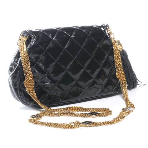 chanel vintage quilted leather tassel evening bag